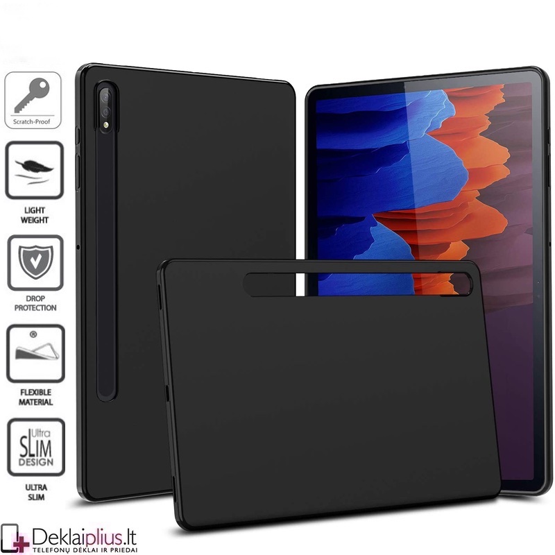 Silikoninis dėklas planšetei - juodas (Samsung Tab S7 (T870/T875)/Tab S8 (SM-X706) Silikoninis dėklas planšetei - juodas (Samsung Tab S7 (T870/T875)/Tab S8 (SM-X706)
